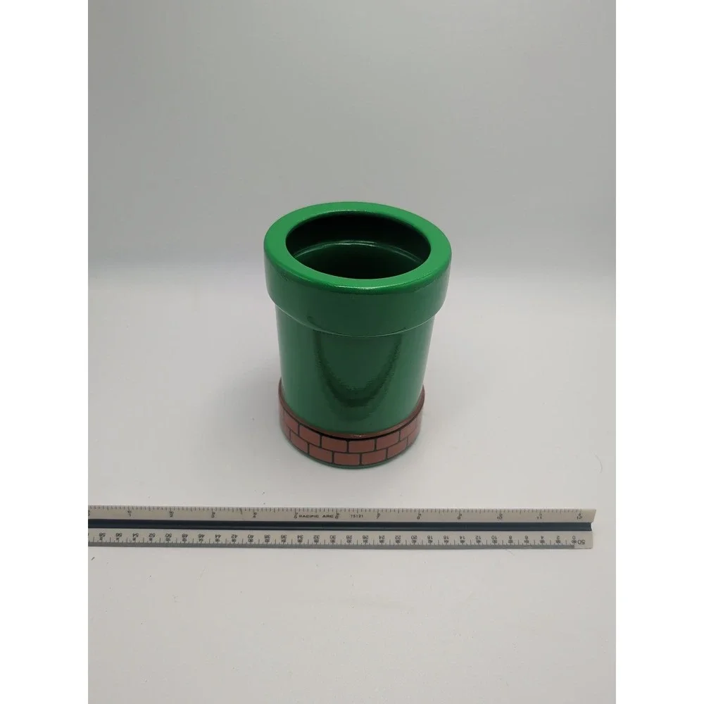 Green Warp Pipe Ceramic Pen Holder Retro Video Game Desk Organizer Cup